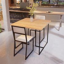 Conjunto Mesa de Jantar Quadrada Pinus 2 Cadeiras Estofado Riviera Industrial Preto