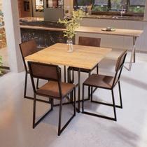 Conjunto Mesa de Jantar Quadrada Pinus 4 Cadeiras Estofado Riviera Industrial Preto Conjunto Mesa de Jantar Quadrada Pinus 4 Cadeiras Estofado Riviera Industrial Preto