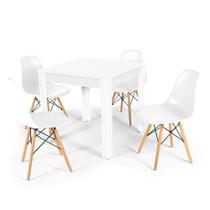 Conjunto Mesa de Jantar Quadrada Sofia Branca 80x80cm com 4 Cadeiras Eames Eiffel - Branco