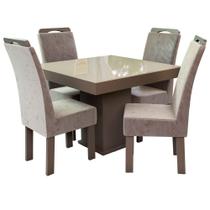 Conjunto Mesa de Jantar Quadrada Talismã New Nevada com 4 Cadeiras e Tampo de Vidro