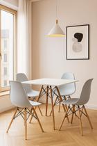 Conjunto Mesa de Jantar Quadrado Eiffel 90cm Branca com 4 Cadeiras Charles Eames Branca.