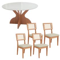 Conjunto Mesa de Jantar Redonda 1,35m com 4 Cadeiras em MDF Conjunto Mesa de Jantar Redonda 1,35m com 4 Cadeiras em MDF