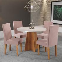 Conjunto Mesa de Jantar Redonda 90cm Spirit com 4 Cadeiras Rosa/Mel/Blonde Conjunto Mesa de Jantar Redonda 90cm Spirit com 4 Cadeiras Rosa/Mel/Blonde
