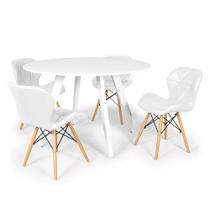 Conjunto Mesa de Jantar Redonda Amanda Branca 120cm com 4 Cadeiras Eiffel Slim - Branco