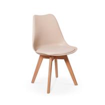 Conjunto Mesa de Jantar Redonda Amanda Branca 120cm com 6 Cadeiras Eiffel Leda - Nude