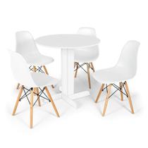 Conjunto Mesa de Jantar Redonda Bellus Branca 80cm com 4 Cadeiras Eames Eiffel - Branco - Império Brazil Business