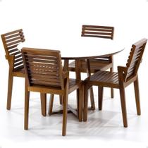 Conjunto Mesa de Jantar Redonda Branca Lara Premium 120cm com 4 Cadeiras Isabela - Natural