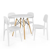 Conjunto Mesa de Jantar Redonda Eiffel Branca 90cm com 4 Cadeiras Itália - Branco