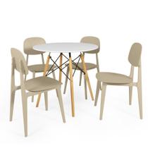 Conjunto Mesa de Jantar Redonda Eiffel Branca 90cm com 4 Cadeiras Itália - Nude