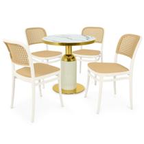 Conjunto Mesa de Jantar Redonda Imperial 70cm Branca com 4 Cadeiras Roma - Branco