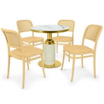 Conjunto Mesa de Jantar Redonda Imperial 70cm Branca com 4 Cadeiras Roma - Nude Conjunto Mesa de Jantar Redonda Imperial 70cm Branca com 4 Cadeiras Roma - Nude