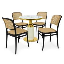 Conjunto Mesa de Jantar Redonda Imperial 70cm Branca com 4 Cadeiras Roma - Preto Conjunto Mesa de Jantar Redonda Imperial 70cm Branca com 4 Cadeiras Roma - Preto