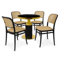 Conjunto Mesa de Jantar Redonda Imperial 70cm Preta com 4 Cadeiras Roma - Preto