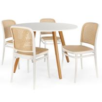 Conjunto Mesa de Jantar Redonda Laura 120cm Branca com 4 Cadeiras Roma - Branco