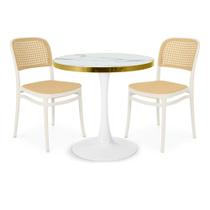 Conjunto Mesa de Jantar Redonda Majestic 70cm Branca com 2 Cadeiras Roma - Branco Conjunto Mesa de Jantar Redonda Majestic 70cm Branca com 2 Cadeiras Roma - Branco