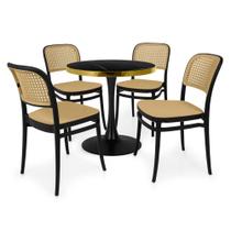 Conjunto Mesa de Jantar Redonda Majestic 70cm Preta com 4 Cadeiras Roma - Preto Conjunto Mesa de Jantar Redonda Majestic 70cm Preta com 4 Cadeiras Roma - Preto