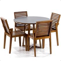 Conjunto Mesa de Jantar Redonda Preta Lara Premium 100cm com 4 Cadeiras Isabela - Natural