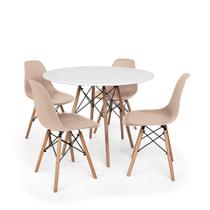 Conjunto Mesa de Jantar Redonda Solo Branca 120cm com 4 Cadeiras Solo - Nude