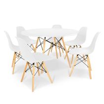 Conjunto Mesa de Jantar Redonda Solo Branca 120cm com 6 Cadeiras Solo - Branco - Magazine Decor