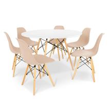Conjunto Mesa de Jantar Redonda Solo Branca 120cm com 6 Cadeiras Solo - Nude - Magazine Decor