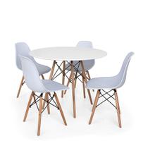 Conjunto Mesa de Jantar Redonda Solo Branca 80cm com 4 Cadeiras Solo - Branco - Magazine Decor