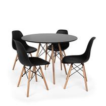 Conjunto Mesa de Jantar Redonda Solo Preta 80cm com 4 Cadeiras Solo - Preto
