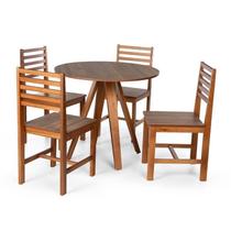 Conjunto Mesa de Jantar Redonda Tai 90cm e Cadeiras Luna Assento Mdf