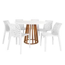 Conjunto Mesa de Jantar Redonda Talia Amadeirada Branca 120cm com 6 Cadeiras Gruvyer - Branco