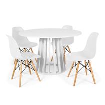 Conjunto Mesa de Jantar Redonda Talia Branca 120cm com 4 Cadeiras Eames Eiffel - Branco