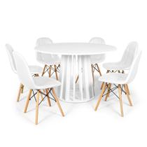 Conjunto Mesa de Jantar Redonda Talia Branca 120cm com 6 Cadeiras Eiffel Botonê - Branco