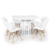 Conjunto Mesa de Jantar Redonda Talia Branca 120cm com 6 Cadeiras Eiffel Slim - Branco