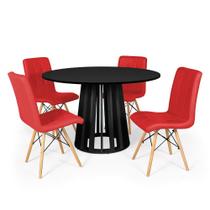 Conjunto Mesa de Jantar Redonda Talia Preta 120cm com 4 Cadeiras Eiffel Gomos - Vermelho - Magazine Decor