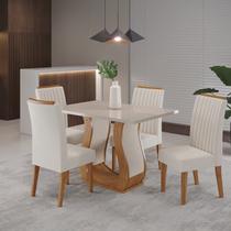 Conjunto Mesa de Jantar Retangular Amore 120x80cm com Vidro e 4 Cadeiras