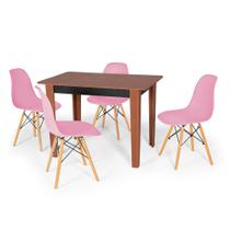 Conjunto Mesa de Jantar Retangular Delta Cherry 110x68cm com 4 Cadeiras Eames Eiffel - Rosa