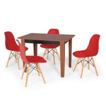 Conjunto Mesa de Jantar Retangular Delta Cherry 110x68cm com 4 Cadeiras Eames Eiffel - Vermelho - Magazine Decor