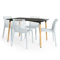 Conjunto Mesa de Jantar Retangular Eiffel Preta 120x80cm com 4 Cadeiras Gruvyer - Cinza