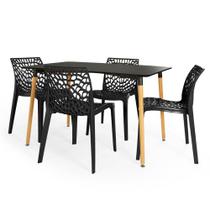 Conjunto Mesa de Jantar Retangular Eiffel Preta 120x80cm com 4 Cadeiras Gruvyer - Preto