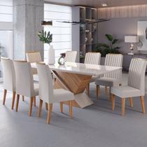 Conjunto Mesa de Jantar Retangular Eleganza 200x90cm com Vidro e 8 Cadeiras Yescasa