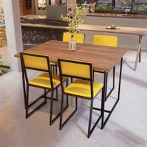 Conjunto Mesa de Jantar Retangular Imbuia 4 Cadeiras Estofado Riviera Industrial Preto Conjunto Mesa de Jantar Retangular Imbuia 4 Cadeiras Estofado Riviera Industrial Preto
