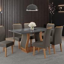 Conjunto Mesa de Jantar Retangular Manuela 160x80cm com Vidro e 6 Cadeiras Yescasa