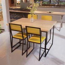 Conjunto Mesa de Jantar Retangular Pinus 4 Cadeiras Estofado Riviera Industrial Preto Conjunto Mesa de Jantar Retangular Pinus 4 Cadeiras Estofado Riviera Industrial Preto