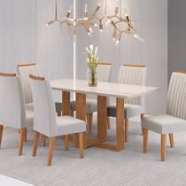 Conjunto Mesa de Jantar Retangular Viel 160x80cm sem Vidro e 6 Cadeiras