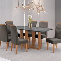 Conjunto Mesa de Jantar Retangular Viel 160x80cm sem Vidro e 6 Cadeiras