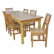 Conjunto Mesa De Jantar Ripada 2,00m Com 6 Cadeiras Confort Em Madeira De Lei Maciça