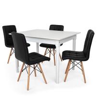 Conjunto Mesa De Jantar Robust 110x90 Branca Com 4 Cadeiras Eiffel Gomos - Preta