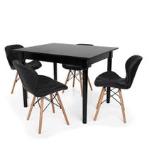 Conjunto Mesa De Jantar Robust 110x90 Preta Com 4 Cadeiras Eames Eiffel Slim - Preta - Império Brazil Business