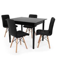 Conjunto Mesa De Jantar Robust 110x90 Preta Com 4 Cadeiras Eiffel Gomos - Preta