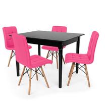 Conjunto Mesa De Jantar Robust 110x90 Preta Com 4 Cadeiras Eiffel Gomos - Rosa