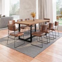 Conjunto Mesa de Jantar Rústica de Madeira Maciça com 8 Cadeiras Aço Roma Conjunto Mesa de Jantar Rústica de Madeira Maciça com 8 Cadeiras Aço Roma