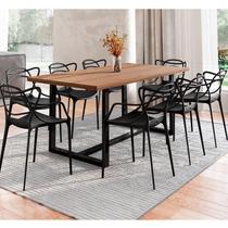 Conjunto Mesa de Jantar Rústica de Madeira Maciça com 8 Cadeiras Allegra Conjunto Mesa de Jantar Rústica de Madeira Maciça com 8 Cadeiras Allegra